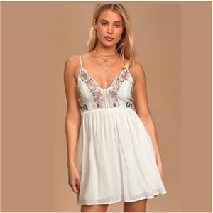 Lulu's Embroidered White Dress